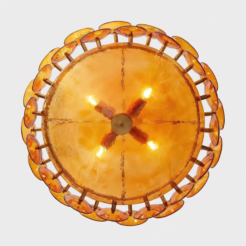 Chandelier | Metal & Colored Glass | Dimmable E14 Sockets