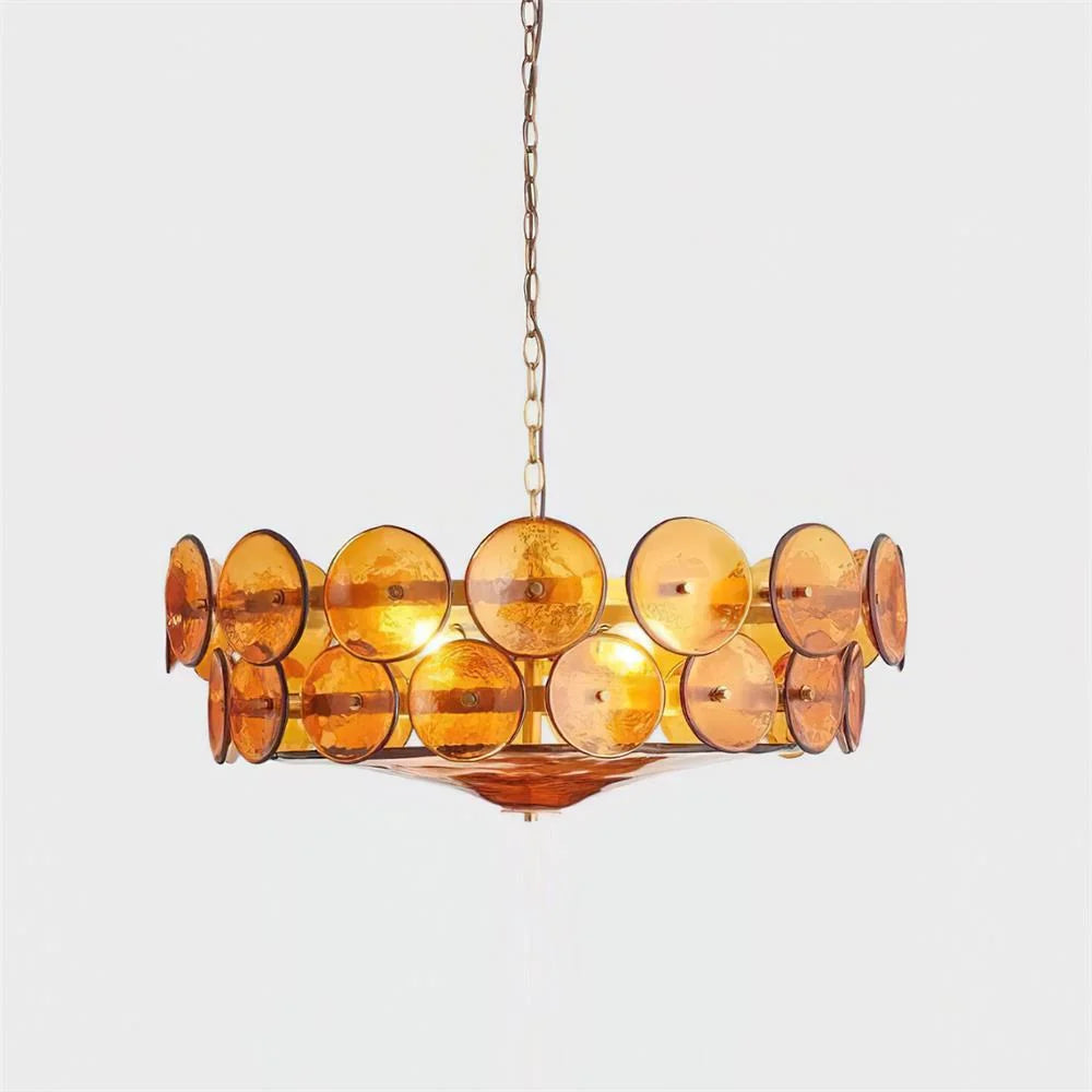 Chandelier | Metal & Colored Glass | Dimmable E14 Sockets