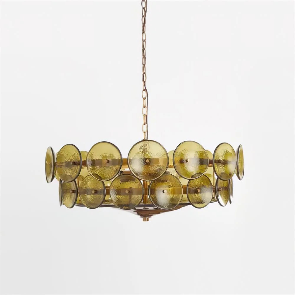 Chandelier | Metal & Colored Glass | Dimmable E14 Sockets
