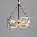 Chandelier | Round Aged Wood Frame & Iron Accents | 3-Light