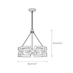 Chandelier | Round Aged Wood Frame & Iron Accents | 3-Light