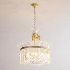 Chandelier | Round Brass & Crystal Prisms | Adjustable Chain