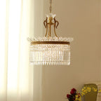 Chandelier | Round Brass & Crystal Prisms | Adjustable Chain