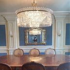 Chandelier | Round Brass & Crystal Prisms | Adjustable Chain