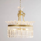 Chandelier | Round Brass & Crystal Prisms | Adjustable Chain