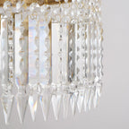 Chandelier | Round Brass & Crystal Prisms | Adjustable Chain