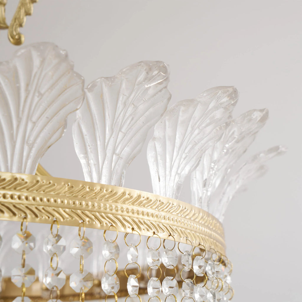 Chandelier | Round Brass & Crystal Prisms | Adjustable Chain