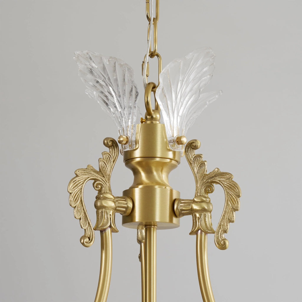 Chandelier | Round Brass & Crystal Prisms | Adjustable Chain