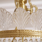 Chandelier | Round Brass & Crystal Prisms | Adjustable Chain