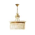 Chandelier | Round Brass & Crystal Prisms | Adjustable Chain