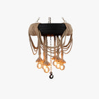 Chandelier | Vintage Industrial Hemp Rope & Metal | 6-Light