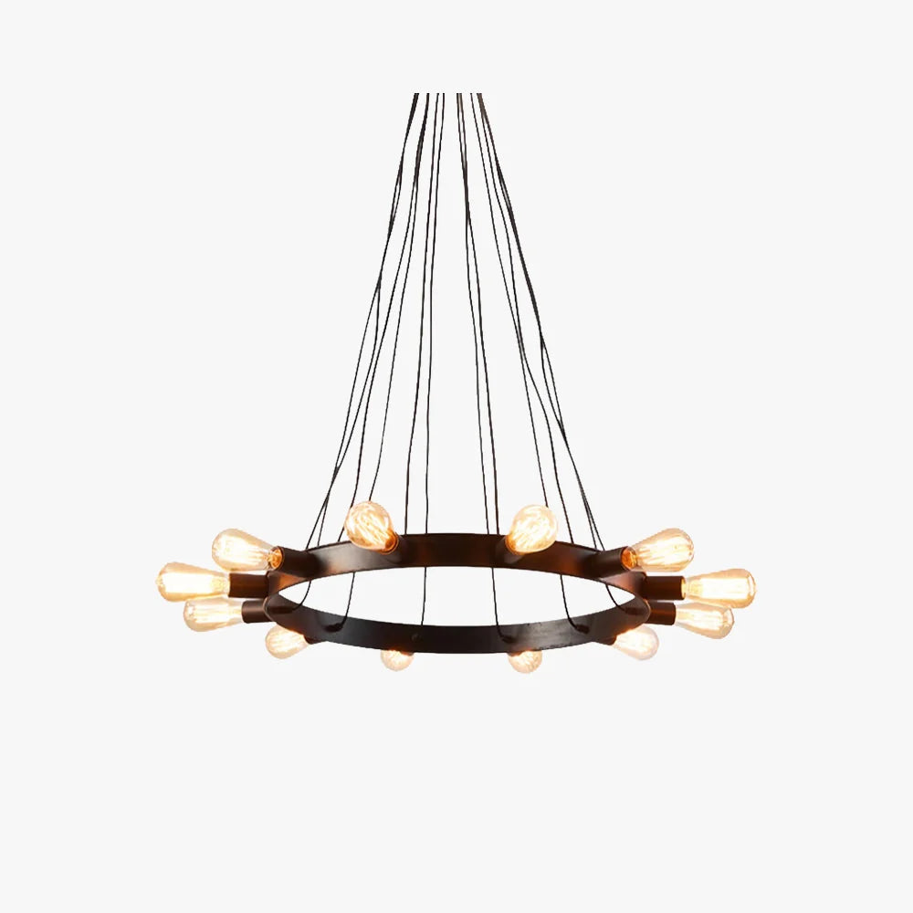 Chandelier | Vintage Ring LED Black Metal Frame