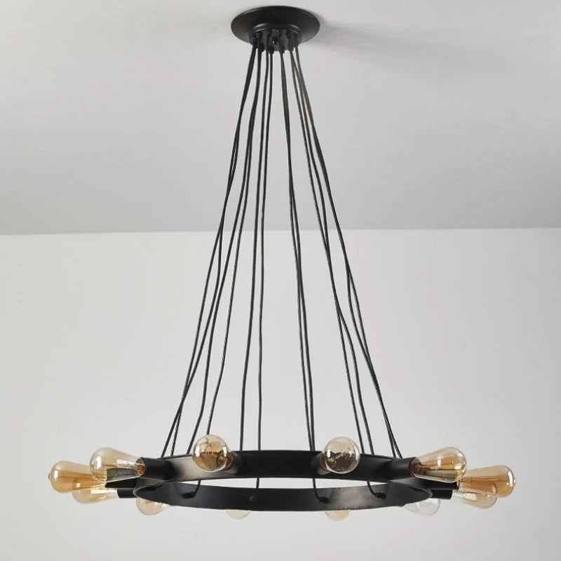 Chandelier | Vintage Ring LED Black Metal Frame