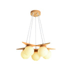 Chandelier | Wood & Glass Star Design | 120 cm Height