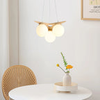 Chandelier | Wood & Glass Star Design | 120 cm Height
