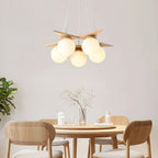 Chandelier | Wood & Glass Star Design | 120 cm Height