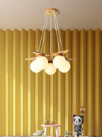 Chandelier | Wood & Glass Star Design | 120 cm Height