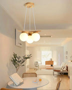 Chandelier | Wood & Glass Star Design | 120 cm Height