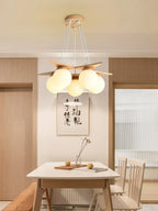 Chandelier | Wood & Glass Star Design | 120 cm Height