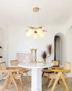 Chandelier | Wood & Glass Star Design | 120 cm Height