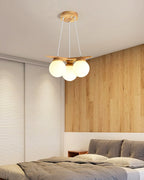 Chandelier | Wood & Glass Star Design | 120 cm Height