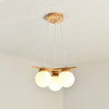 Chandelier | Wood & Glass Star Design | 120 cm Height