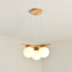 Chandelier | Wood & Glass Star Design | 120 cm Height