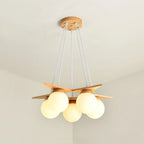 Chandelier | Wood & Glass Star Design | 120 cm Height