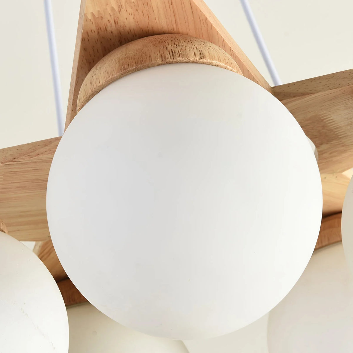 Chandelier | Wood & Glass Star Design | 120 cm Height