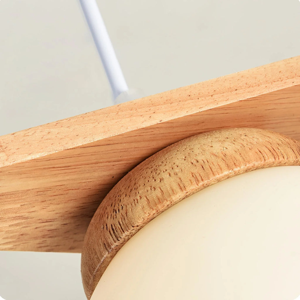 Chandelier | Wood & Glass Star Design | 120 cm Height