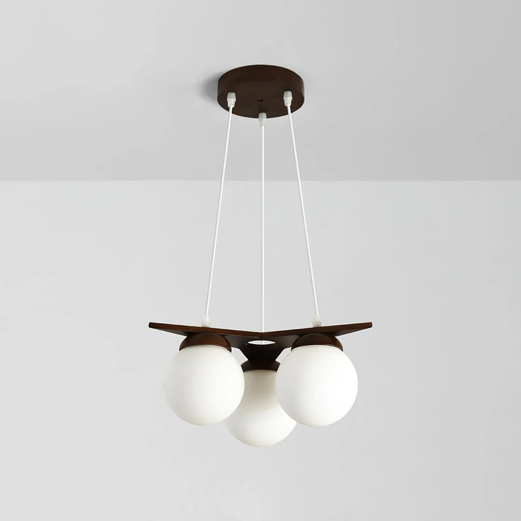 Chandelier | Wood & Glass Star Design | 120 cm Height