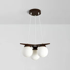 Chandelier | Wood & Glass Star Design | 120 cm Height