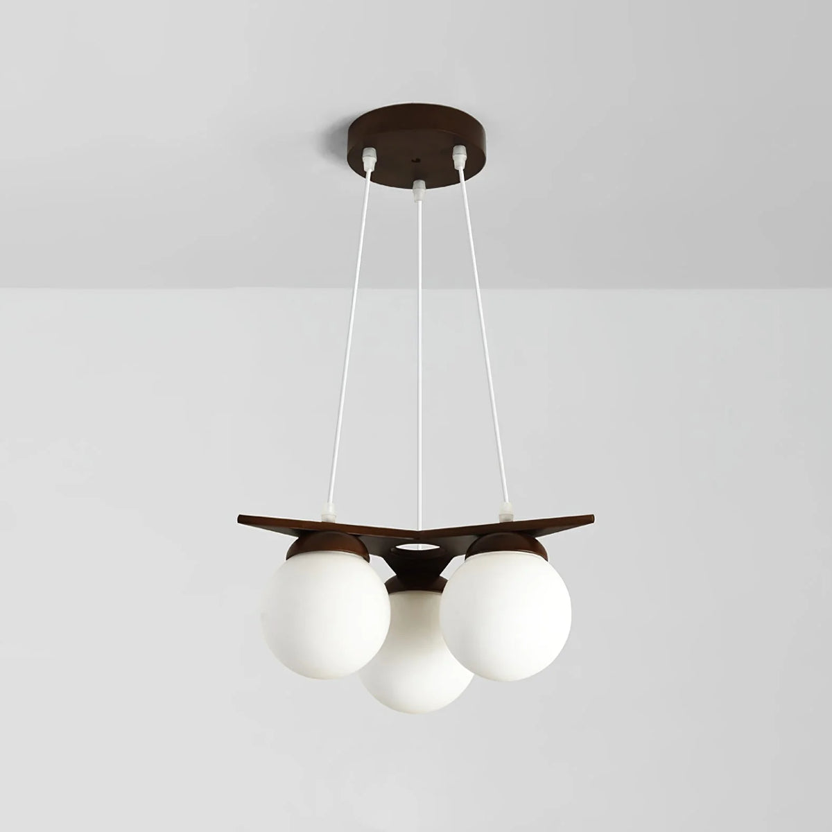 Chandelier | Wood & Glass Star Design | 120 cm Height