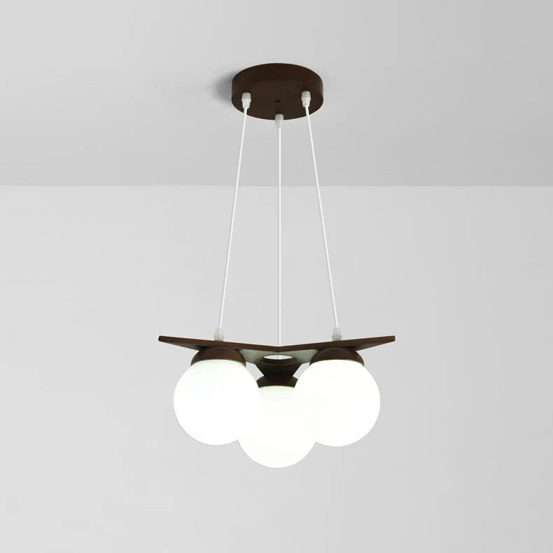 Chandelier | Wood & Glass Star Design | 120 cm Height