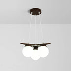 Chandelier | Wood & Glass Star Design | 120 cm Height
