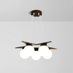 Chandelier | Wood & Glass Star Design | 120 cm Height