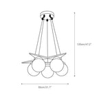 Chandelier | Wood & Glass Star Design | 120 cm Height