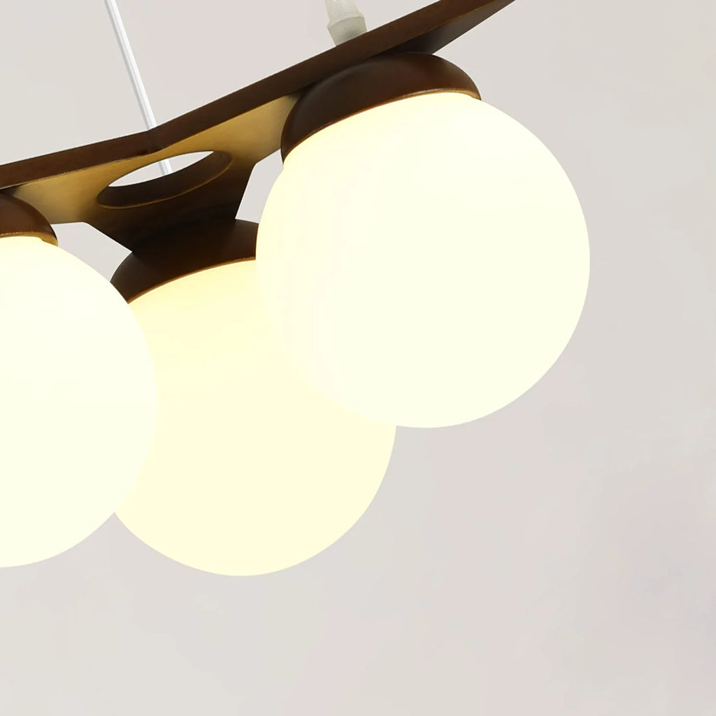 Chandelier | Wood & Glass Star Design | 120 cm Height
