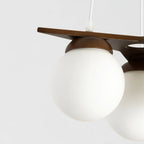 Chandelier | Wood & Glass Star Design | 120 cm Height