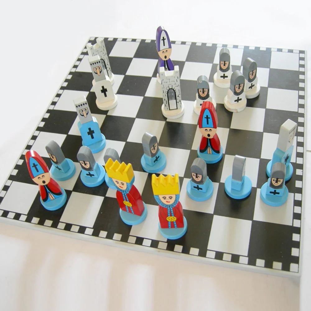 Chess Set | Solid Wood Cartoon Pieces | Beginner-Friendly