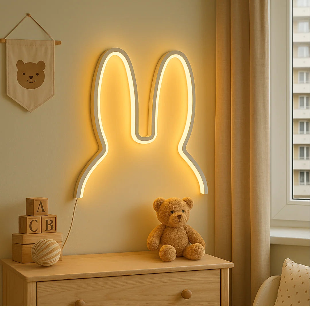 Children's Night Light | Bunny-Ear Design & Soft LED | Freestanding & Wall-Mountable
