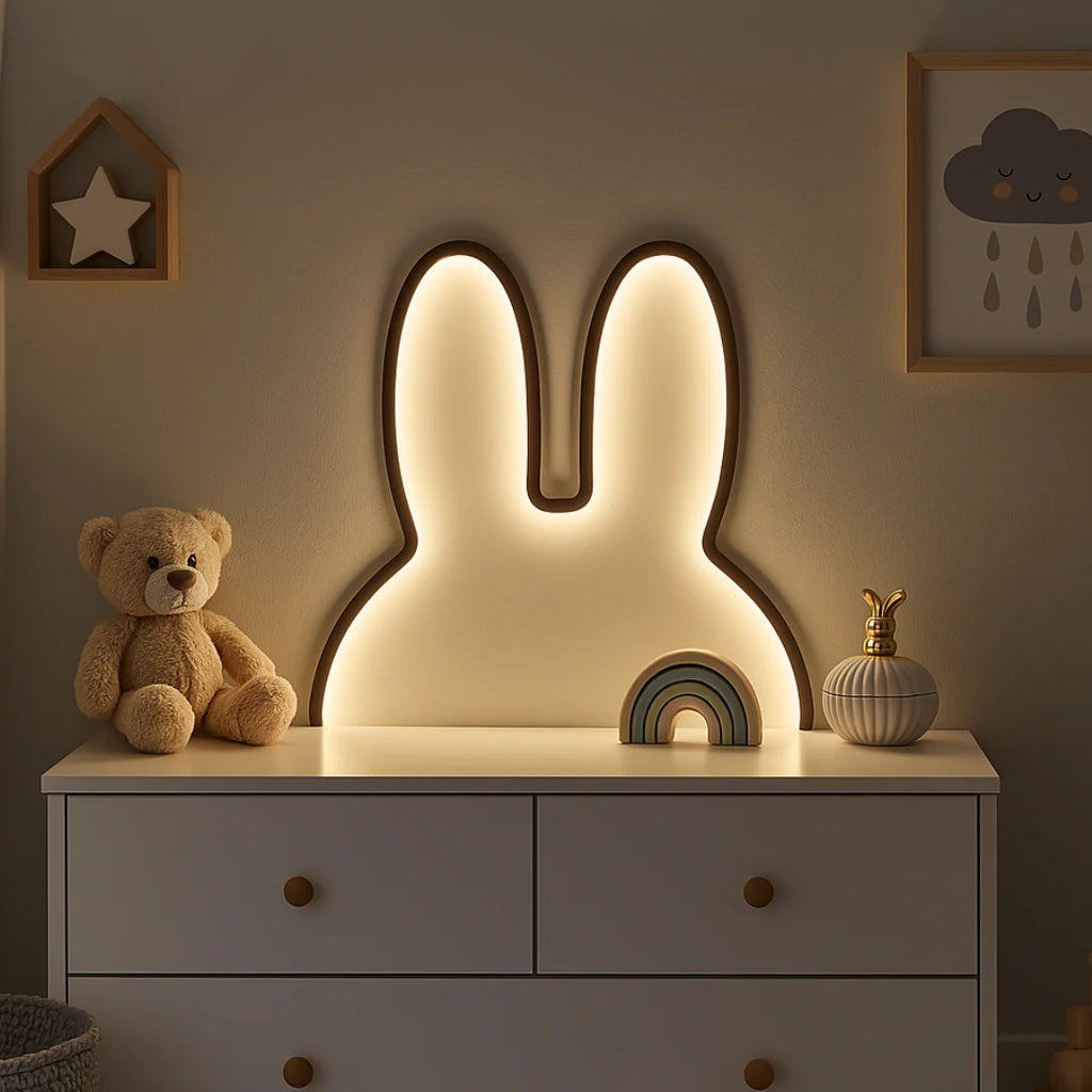 Children's Night Light | Bunny-Ear Design & Soft LED | Freestanding & Wall-Mountable