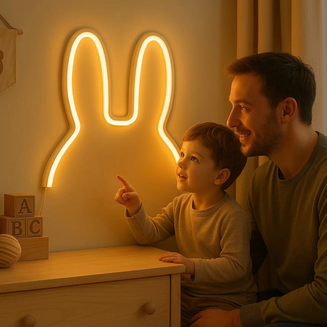 Children's Night Light | Bunny-Ear Design & Soft LED | Freestanding & Wall-Mountable