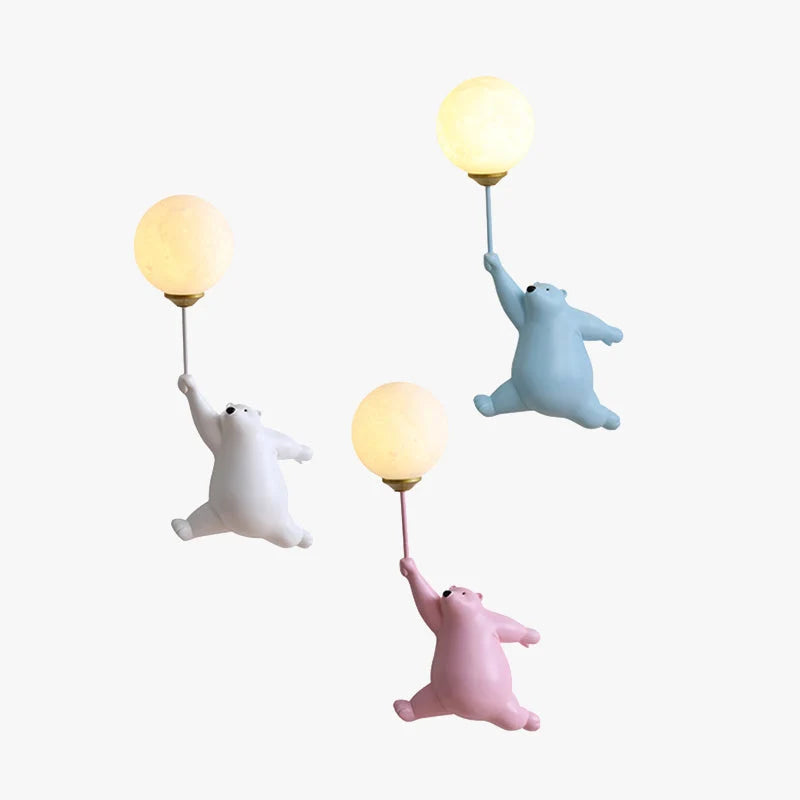 Children's Wall Lamp | Bear Balloon Design & Warm LED Included