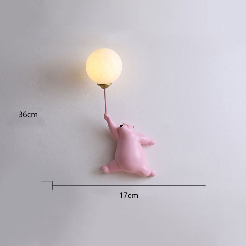 Children's Wall Lamp | Bear Balloon Design & Warm LED