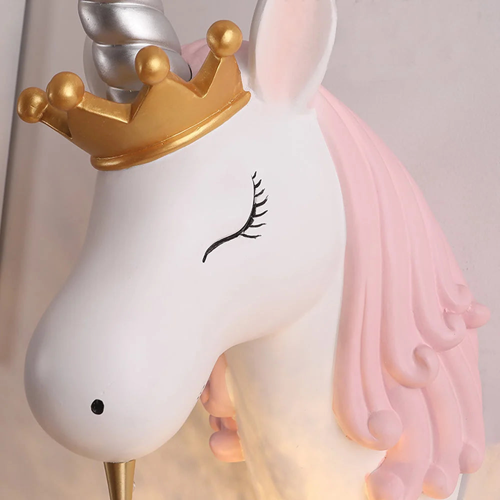 Children's Wall Lamp | Natural Resin Unicorn & Crystal Shade