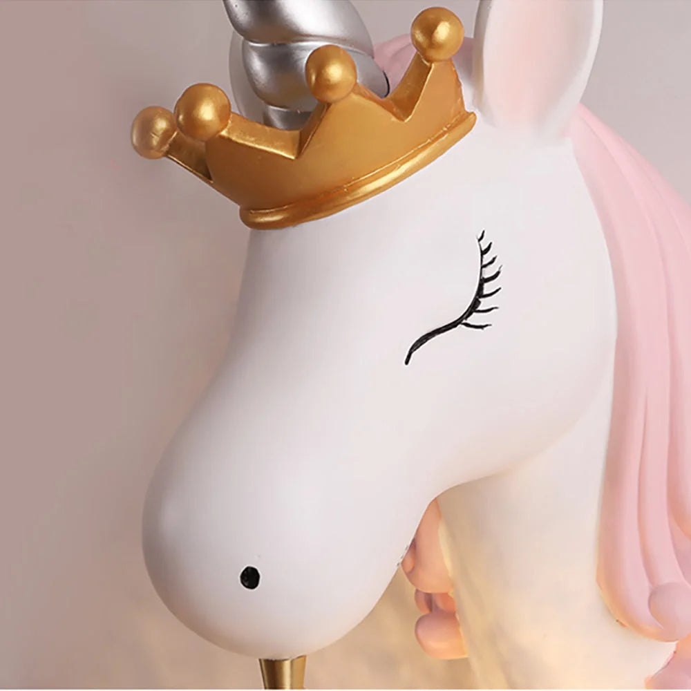 Children's Wall Lamp | Natural Resin Unicorn & Crystal Shade