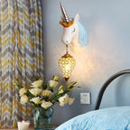 Children's Wall Lamp | Natural Resin Unicorn & Crystal Shade