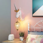 Children's Wall Lamp | Natural Resin Unicorn & Crystal Shade