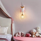 Children's Wall Lamp | Natural Resin Unicorn & Crystal Shade